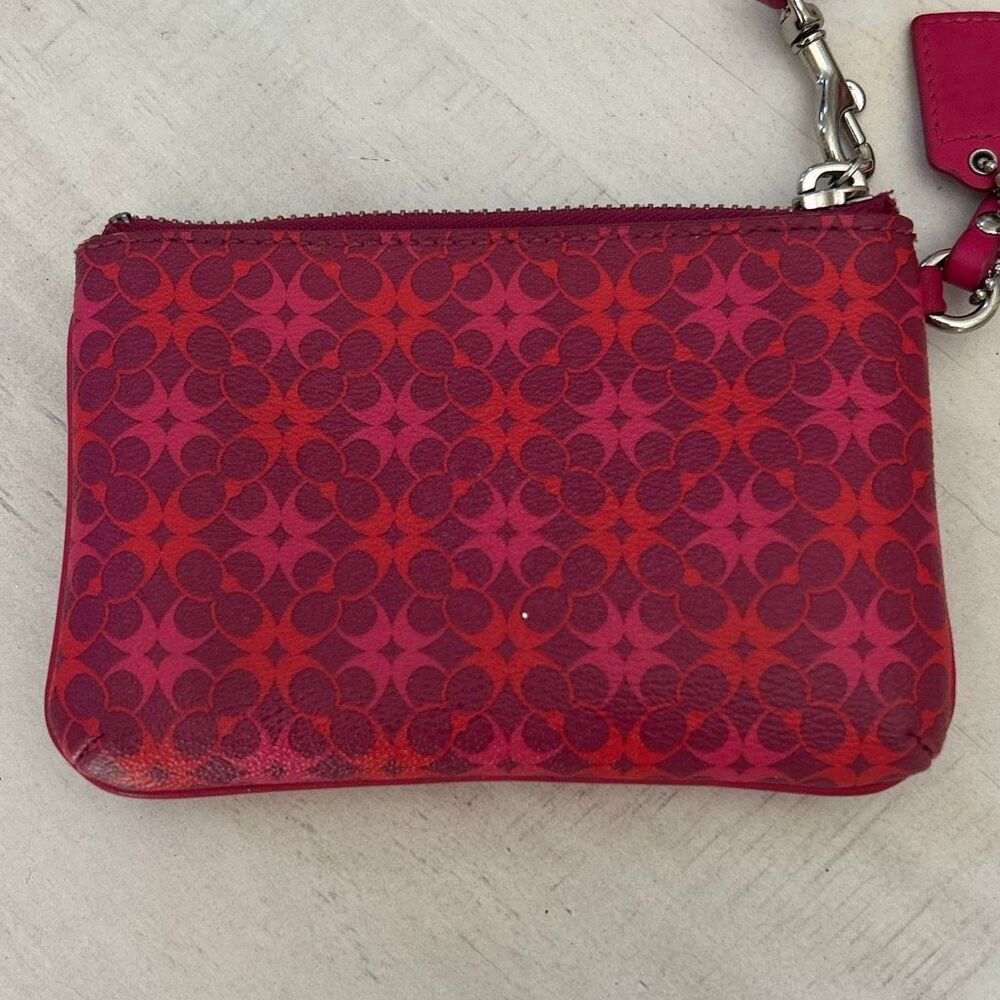COACH Pink Pattern Wristlet W Tag - Picture 5 of 8